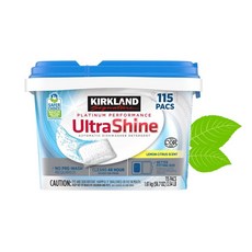 Kirkland Signature 울트라샤인 디쉬워셔 레몬 시트러스 115 팩 세제 식기세척기 접시