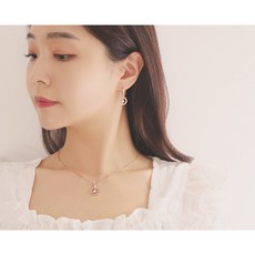 OST 로즈골드 라운드 큐빅 링 실버 귀걸이 목걸이 세트 _SES120504QPW (안양점)