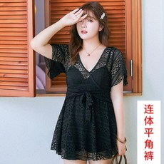 임산부수영복 날씬해보이는 글래머용 원피스형 짧은소매 빅사이즈 여성 임산부스커트 220통통 스커트온천 여자배가림 수영복 xxxxl