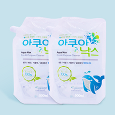 아쿠아낙스 리필 500ml 다목적 세정제 (살균 탈취 세정) 시계세척제 전해수 알칼리이온수, 2개