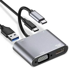 Lopbinte 4 in 1 4K 도킹 스테이션 USB C-VGA/USB 3.0(스위치 컨버터용)