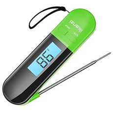 즉시 판독 육류 온도계 -IP67 방수 디지털 식품 온도계 백라이트 자석 보정 및 접이식 프로브 포함 기름 튀김 그릴 칠면조 구이 흡연자 (녹색)에 적 (Green), Green