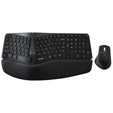 아이리버 충전식 멀티페어링 블루투스 무선키보드 마우스 세트, wrist ergonomics, 블랙, 인체공학