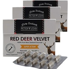 뉴질랜드 녹용 피터앤존 레드 디어 벨벳 60캡슐 3통 PeterandJohn Red Deer Velvet, Deer Velvet 200mg
