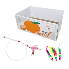  까꿍펫 고양이 스트레스해소 장난감 캣박스 + 스크래쳐 + 낚시대 + 색동쥐돌이 3p 세트, 귤(캣박스), 1세트 