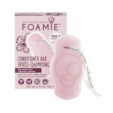 Foamie 건조하고 손상된 모발을 위한 천연 컨디셔너 바 - 딥 컨디셔닝 코코넛 기반 비누 프리 두피 세척 플라스틱 동물 실험 없음 파라벤 및 염 프리, 1개, 80g