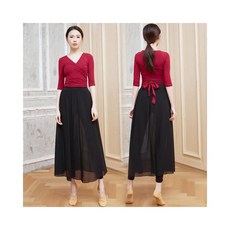 피치샵 성인 발레복 상의 전문 댄스 의류 정장 긴 소매 V 넥 레이스 라틴어 옷 발레 현대 셔츠 예술 테스트_53413