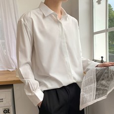 ANYOU 여름 남자 셔츠 캐주얼 루즈핏 아이스 긴팔 셔츠