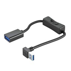 직각 90도 USB 3.0 남성 - 여성 확장 케이블 스위치 켜짐 컴퓨터 휴대폰 용 익스텐더 끄기, 01 1.5m, 1개