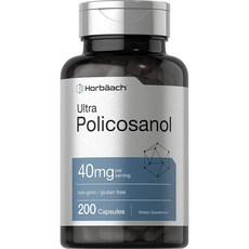 Horbaach 호바흐 울트라 폴리코사놀 40 mg 200 캡슐/글루텐프리/NON-GMO 비유전자변형식품/무료배송, 1개, 200개