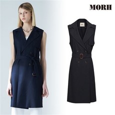 MORH (모어) 벨티드 트렌치 민소매 롱베스트