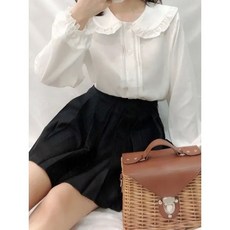 프릴 카라 블라우스 화이트 셔츠 여성 빅카라 버튼