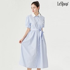 르샵 스트라이프 카라 허리 끈 셔츠 롱 원피스 DO2OW035A