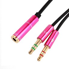 3.5mm 헤드폰 스테레오 오디오 마이크 Y 분배기 마이크-4 핀 플러그 이어폰 용 4 극 잭 Aux 어댑터, Rose, 1개