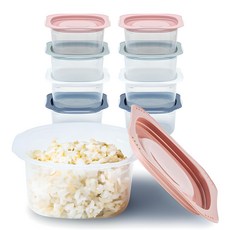 싱글만랩 전자렌지용 국산 냉동밥보관용기 300ml, 혼합색상, 8개 300ml x 8개