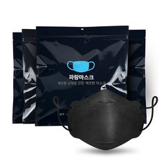 파랑마스크 입체형 마스크 중형 KF94, 25매입, 4개, 블랙