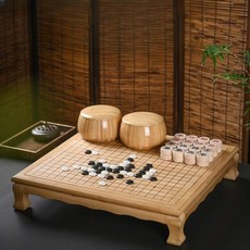 고급 바둑판 세트 원목 장기판 오목판 2in1, 밤나무 색상, 1개