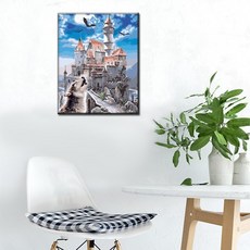 성 40X50 캔버스형 액자형 보석십자수 폭발 자수 루빅스 큐브 포인트 캐슬 페인팅 DIY