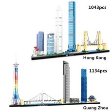 레고아키텍쳐 유명한 도시 건축 스카이라인 컬렉션 홍콩 광저우 타워 상하이 모델 빌딩 블록, Sh Without Box