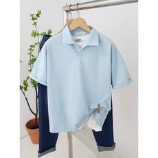 깔끔한 분또 소재 남자 오픈 카라 반팔티 L부터 4XL까지