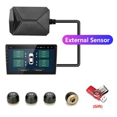 오토바이공기압 태양열 tpms 오토바이tpms Vtopek USB TPMS 자동차 타이어 압력 경보 모니터 시스템 안드로이드 내비게이션 플레이어 4 센서 5V 무선 전송, CHINA_External sensors, External sensors