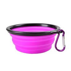 1000ml 대형 Collapsible 개 애완 동물 접는 실리콘 그릇 야외 여행 휴대용 강아지 음식 컨테이너 피더 접시 PetSupplies, [02] 1L, [08] Purple, 1개