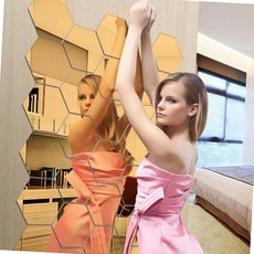 DIY 육각 아크릴 거울 붙이는거울(4578EA), 금색_63x110x126mm