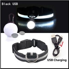 Usb 충전 빛나는 개 목걸이 펜던트 분리형 럭셔리 Led 조명 밝은 작은 고양이 밤 안전 도매, 23.Black USB - XLNeck 42-56 CM, 1개