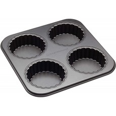 마스터클래스 4 Hole Loose Bottmed Tart Tin(PFOA Free Non Stick 포함) 강판 1mm 두께의 탄소강 26 x 26cm 팬(10cm Mini T