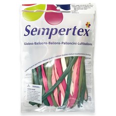 Sempertex 魔術氣球 260S 50p 套裝, 白色、粉紅色、紫紅色、尤加利色、森林綠, 1套