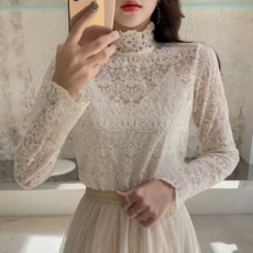 안나리야 하이넥 시스루 프릴 이너 블라우스 SH