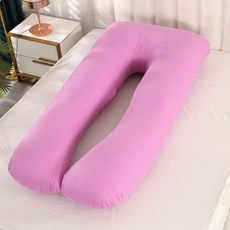 유판 빵빵한 U자형 바디필로우 대형 커버분리형 롱쿠션 베개 2kg, D 핑크 퍼플