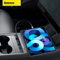 베이스어스 테슬라 모델 3 Y 휴대폰 급속 충전 USB 허브 RWD 호환, 모델Y