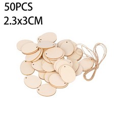 30-80mm DIY 나무 칩 부활절 달걀 장식품 매달려 행복한 부활절 달걀 가정을위한 나무 공예 부활절 장식, 2.3x3cm 50개