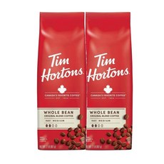 팀홀튼 캐나다 프리미엄 홀빈 원두커피 아라비카100 Tim Hortons Whole Bean Coffee Medium Roast 907g 2팩