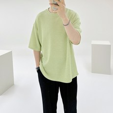 남자오버핏반팔니트