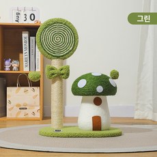 아롱이네 고양이 버섯 스크래쳐 장난감 놀이기구 기둥형 P-009, 그린, 1개
