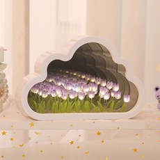투데이리빙 DIY 구름 튤립 LED 미러 무드등 만들기 키트 20송이 침실 인테리어 장식 무드 감성 플라워 거울 조명 수면등 취침등, 퍼플