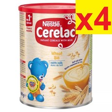 [영국발송] 400G 4통 네슬레 세레락 쎄레락 위트 블레 위드 밀크 밀기반 이유식 6개월 이 Cerelac Wheat Ble with Milk from 6 Months, 4개