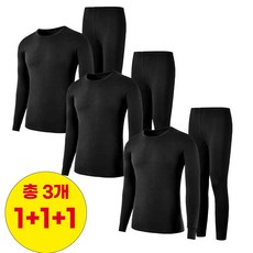 1+1+1 드림시오 최신제품 기모 발열 극세사 슬림핏 라운드 내의 상하의 세트 - 히트온내의