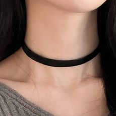 다왕 esZC325 블랙 가죽 한줄 기본 초커