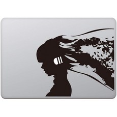 노트북 보호필름 카인드 스토어 MacBook Air / Pro 13 인치 맥북 스티커 씰 음악 여자 실루엣 블랙 M645, 1
