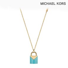 Michael Kors 마이클코어스 골드 터콰이즈 패드락 목걸이 MKC1039AL710