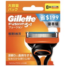 Gillette 吉列 Fusion鋒隱系列 刮鬍刀頭 Set 8, 5層彈性感應刀, 含潤滑成分, 8入, 1盒