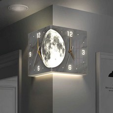모서리시계 코너 벽걸이 양면 인테리어 달 충전식 led, 10인치 A (골든 포인터)  (조명없음)