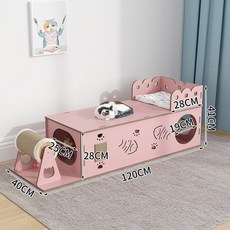 연결되는 고양이 원목터널 놀이터 반려묘 연결 연결하우스 캣폴, 핑크 가로120 세로40 높이41, 1개
