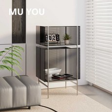 오디오 장식장 아크릴 디자이너 침대 옆 테이블 빈티지 스타일 수납 모던 플로어, 주황색 노란색