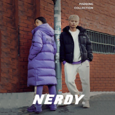 널디 롱패딩 NY 트랙 솔리드 롱 다운 자켓 블랙 퍼플