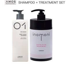 아모스 딥클린 샴푸 1000g 이노모니 키토 트리트먼트 1000ml 세트, 1세트