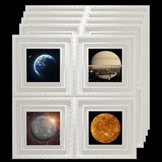 북유럽 3D 입체 타일 웨인스코팅붙박이장 거실장 서랍장 접착식 데코 셀프 인테리어 벽지 스티커 방수 몰딩 화이트 카페, 별 (5매) 70x70cm 6mm 두께